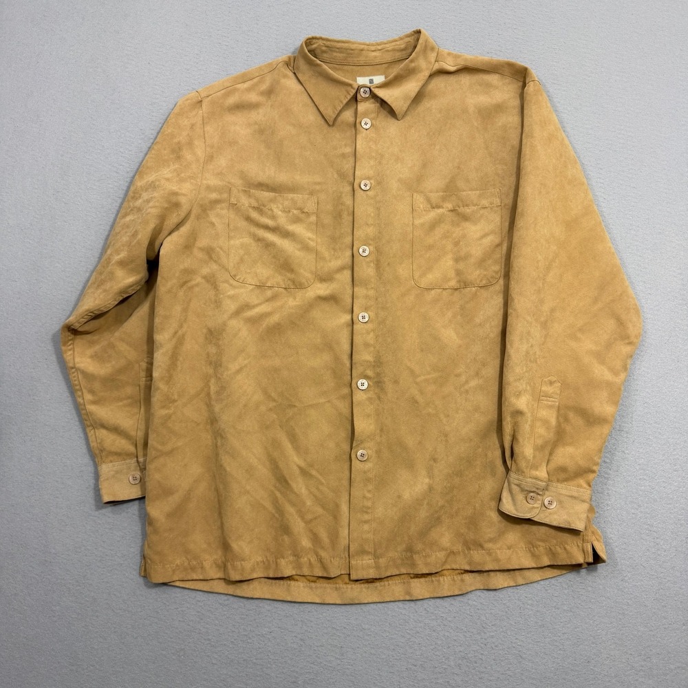 Vintage Solitude Shirt Mens XL Faux Suede Long Sleeve Button Up Casual Utility
